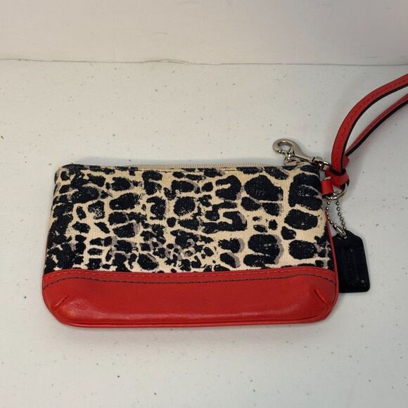 COACH LEGACY OCELOT PRINT NEUTRAL Red Monogram Wallet Designer - Picture 3 of 5